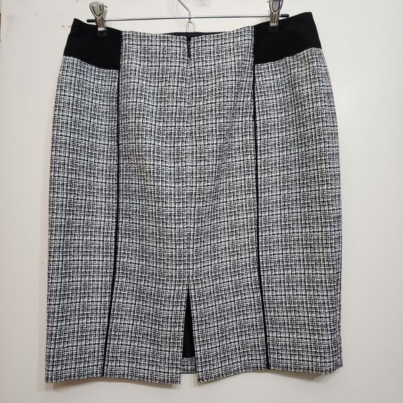 NWT Calvin Klein Houndstooth Black Gray Career Office Pencil Skirt, 6 Petite - Picture 2 of 8